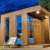 Obral besar 4 orang Cedar Sauna mewah Finlandia kabin Sauna luar ruangan kayu Solid Woden merah untuk relaksasi