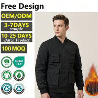 Blouson Bomber Homme Personnalisé Noir Tactique Hiver Chaud Doublé Zippé Décontracté Streetwear pour Homme