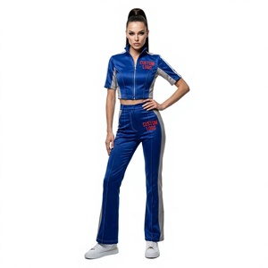 Custom Logo Short Sleeve Crop Zip Tracksuit <b>Set</b> Breathable High Quality Women's <b>Set</b> Cropped Jacket Pants <b>set</b> 2026 - Product Image 1