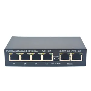POE switch 4 100M PoE RJ45 & 2 10/100M uplink port using TPS23861 chip poe ethernet switch