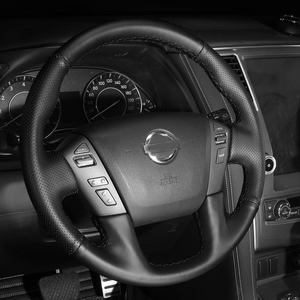 Housse de volant en cuir artificiel cousue à la main pour Nissan Patrol 2011-2017 Infiniti QX56 2011-2013 Infiniti QX80 2013 - Product Image 4