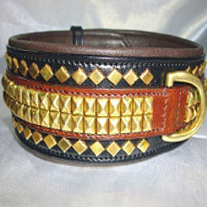 Laisse pour chien en cuir véritable de qualité export, luxueuse, écologique, avec rivets floraux – Véritable sellerie internationale toutes saisons, diverses couleurs - Product Image 1