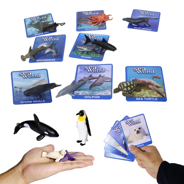 Bulk Family Game Mini Pvc Sea Animal Cardboard Name Card Match Set Educational Game Toy