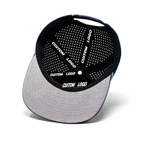Gorra de béisbol con agujero de corte láser perforado con logotipo de parche de goma de PVC gris de 5 paneles para hombre, gorra Polo impermeable gorra deportiva Snapback - Product Image 5