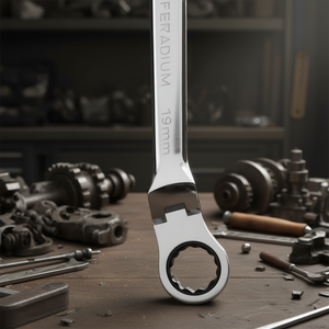 Clé combinée Fervi 19 mm avec tête à cliquet articulée - Product Image 3