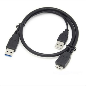 Usb3.0 <b>Micro</b> <b>B</b> Data Cable Dual <b>Usb</b> Head 0.5M With Power Port For External Hard Drive - Product Image 4