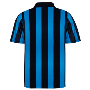 Maglia da Calcio Vintage Personalizzata per Uomo, Nero e Blu a Righe, Colletto Classico, Produzione OEM all'Ingrosso - Product Image 2
