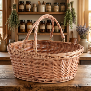 BEST SELLER Handwoven Wicker Picnic <b>Basket</b> with Handles, Handwoven Gift <b>Basket</b>, Shopping <b>Basket</b> From Vietnam - Product Image 1