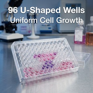 Microplaques de culture cellulaire stériles jetables à 96 puits, fond en U pour une croissance cellulaire uniforme, équipement de <span class=keywords><strong>laboratoire</strong></span> de microbiologie - Product Image 1