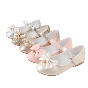 2025 nuevas niñas multicolor arco perla princesa pisos correa ajustable Zapatos de vestir para fiesta cumpleaños boda primavera otoño - Product Image 1
