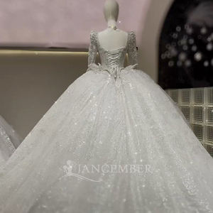 Pour AW41 haut de gamme cristal chérie robe de bal robe de mariée moderne avec fleurs dentelle Appliques broderie - Product Image 4