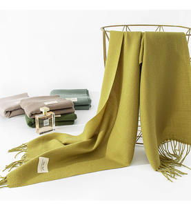 Custom Label Dames Winter Warme Sjaal Lange Sjaal Met Kwastjes Kasjmier Gevoel Effen Kleur Polyester En Wol-Voor De Lente - Product Image 2