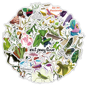 54 uds/<span class=keywords><strong>Mantis</strong></span> hoja de pegatinas de dibujos animados, pegatinas de corte de insectos de vinilo impermeables personalizadas, decoración de diarios, suministros para álbumes de recortes, Impresión de pegatinas - Product Image 1