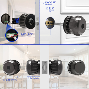 Kunci pintu pintar sidik jari, tombol pintu pintar dengan kontrol aplikasi Tuya, kunci kenop sidik jari cetak - Product Image 4