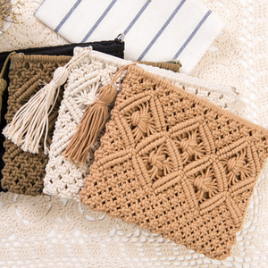 Sac à main en paille tissé à la main, Simple avec des franges, rétro, tissé pour la plage, été, - Product Image 1
