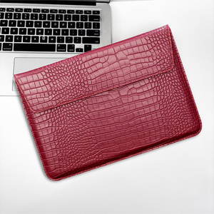 Custom Luxury Slim Lightweight Work Soft Sided Black PU Leather Laptop Sleeve Briefcase with Polyester Lining - Product Image 1
