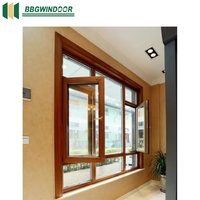 Lukliving Diseños modernos Dimensiones francesas Arco de madera maciza Madera de teca Aluminio-Ventanas abatibles revestidas de madera