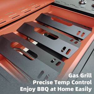 Parrilla <span class=keywords><strong>de</strong></span> Gas para Asar, 3 Quemadores, Estilo Carrito, con Estantes Laterales, Acero Inoxidable, Impermeable, Área <span class=keywords><strong>de</strong></span> Cocción <span class=keywords><strong>de</strong></span> 608x420 mm, Carrito con Ruedas para Jardín - Product Image 4
