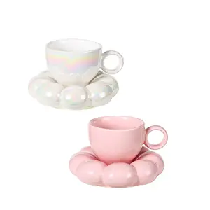 Nordic Ins Custom Macaron Frühstück Porzellan Keramik Teller Sets Sonnenblume Kaffee Tee tassen Tasse und Untertasse