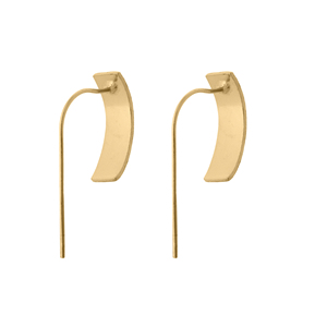 ต่างหูทรงโค้งมินิมอล ผิวซาตินสีทอง ต่างหูแบบห้อยทรงแท่ง ดีไซน์เรขาคณิตทันสมัย น้ำหนักเบา เครื่องประดับแฟชั่นสำหรับผู้หญิง - Product Image 2