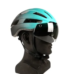 Erkek yetişkin bisiklet kask arka ışıkları ile ön Visor bisiklet elektrikli Scooter uyumlu Model bibicycle bisiklet kaskları gözlük