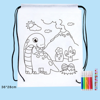Maternelle Peinture À La Main DIY Dessin Enfants Graffiti Aquarelle Cordon Sac Enfants Cordon Sac À Dos