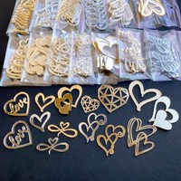 Décorations de gâteaux en forme de cœur doré pour la Saint-Valentin, mariage, en acrylique, pour cupcakes et desserts, décorations de gâteaux pour anniversaire