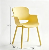 Chaise de salle à manger moderne en plastique légère et portable avec accoudoirs et dossier ergonomique, empilable, imperméable, pour la maison, le bureau et l'école