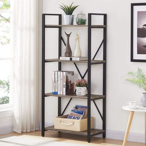 Librería de Madera de Diseño Industrial Moderno <span class=keywords><strong>Chicon</strong></span> de 2 Niveles con Estructura de Hierro y Escalera para Almacenamiento en la Sala de Estar - Product Image 3