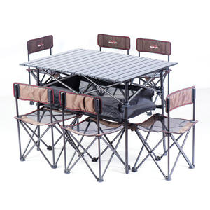 Table de pique-nique pliante légère en acier, style ferme, avec tissu Oxford, pour usage extérieur - Barbecue, camping, design rustique champêtre, <span class=keywords><strong>villa</strong></span> - Product Image 6