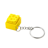 Porte-clés personnalisé en gros, imprimé en 3D, avec bouton pression en forme de fromage, clavier fidget et son de clic, type keycap
