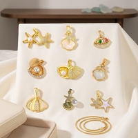LUOYUNE 2026 Pendentif Étoile de Mer Scintillant Plaqué Or 18K en Laiton pour l'Été, Breloques Élégantes en Zircon Cubique pour la Fabrication de Bijoux DIY