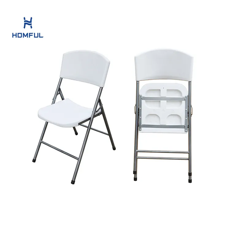 HOMFUL HDPE Camping Outdoor White Camping Chairs Party Folding Plastic Folding Chairs for Events