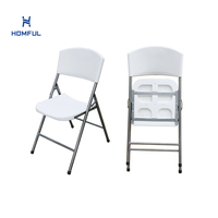 Chaises de camping blanches extérieures en HDPE HOMFUL Chaises pliantes en plastique pour événements