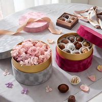 Coffret Cadeau Rond en Velours Élégant Personnalisé avec Nœud en Ruban, Boîte Rigide en Papier de Qualité Supérieure pour Chocolats et Cadeaux de Mariage