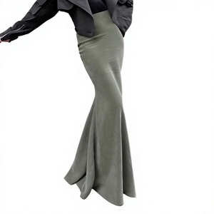 Wholesale High Waist Mermaid Floor-Length Skirt Women Solid Color Satin Tight Fit Elegant Style All Seasons Wear - Product Image 5