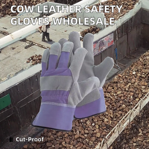 قفازات من جلد الماشية الأصفر الأصلي للقيادة ، واللحام الكهربائي والاستخدام متعدد المهام ، مصنوعة في الصين - Product Image 3