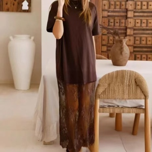 Abito Estivo Sexy a Tutta Lunghezza in Stile Francese <span class=keywords><strong>con</strong></span> Inserti in Pizzo e Design a Due Pezzi - Product Image 5