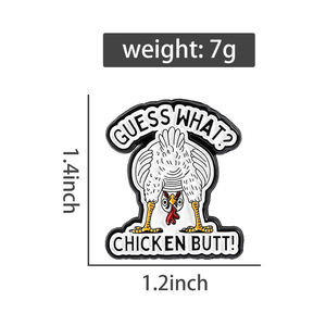 دبابيس بروش بالمينا للمؤخرة دجاج تخمين ما هو اقتباس مضحك بروش هوب هدية بالجملة - Product Image 6