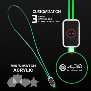 Longstargift CR2032 insignia acrílica de moda luminosa en blanco <span class=keywords><strong>collar</strong></span> intermitente luz Tarjeta de Identificación etiqueta de nombre insignia Cordón de brillo LED - Product Image 3