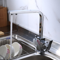Russie chaud et froid 2 poignées 3 voies 3 en 1 carré laiton brossé Nickel filtre à eau purificateur Filtration RO robinet de cuisine