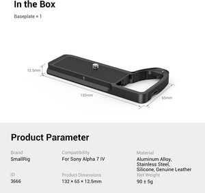 แผ่นฐานรองขนาดเล็กสำหรับ <span class=keywords><strong>Sony</strong></span> Alpha <span class=keywords><strong>7R</strong></span> <span class=keywords><strong>v</strong></span>/ A7 IV พร้อมแผ่น QR สลับระหว่างขาตั้งกล้องและโคลง-3666 - Product Image 6