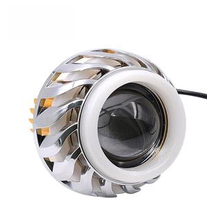 Phare de moto 30W multicolore à double anneau lumineux avec lentille de projecteur intégrée, double faisceau LED Angel Devil Eye, feu antibrouillard - Product Image 1