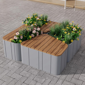 Boîte à fleurs créative en métal assortie au hasard avec banc de repos Pot de fleur en acier hexagone pour centre commercial - Product Image 5