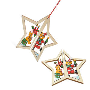 Tùy Chỉnh Kích Thước Cá Nhân Trang Trí Cổ Điển Giáng Sinh Gỗ 3D Treo Bóng Cây Đồ Trang Trí Mặt Dây Chuyền - Product Image 6