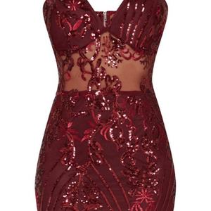 Personnaliser la robe sexy à paillettes pour femmes robe de club à bretelles et panneau transparent robe moulante pour femmes - Product Image 2