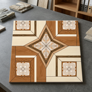 Carreaux de sol en céramique émaillée effet porcelaine, aspect mat, design décoratif intérieur, 16x16 pouces, finition métallique numérique - Product Image 4