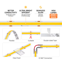 BTF-LIGHTING FCOB tinggi bercahaya keberhasilan Super terang RA90 Dimmable 24V 5m 480LEDs/m hangat alami dingin putih COB LED Strip cahaya
