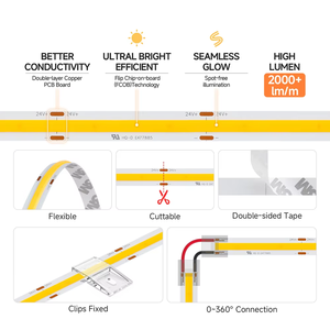 BTF-LIGHTING FCOB Hohe Licht ausbeute Super helle RA90 Dimmbare 24V 5m 480LEDs/<span class=keywords><strong>m</strong></span> Warmes natürliches kühles weißes COB-LED-Streifen licht - Product Image 2