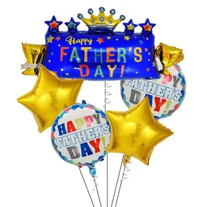5 Stuks Beste Vader Trofee Folie Ballonnen Vaderdag Ballon Feestdecoratie Levert Happy Vaderdag Ballonset